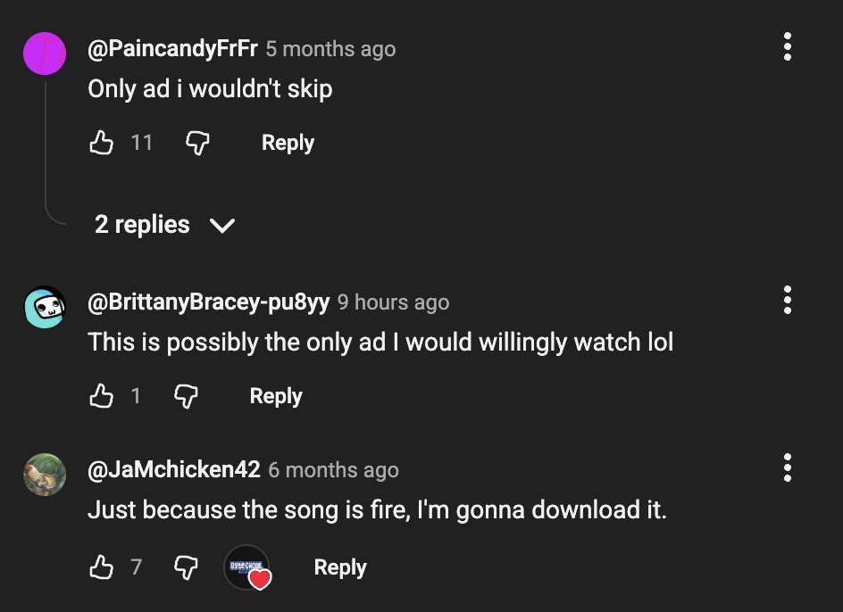 YouTube comment transcribing the Tap Tap Goose jingle